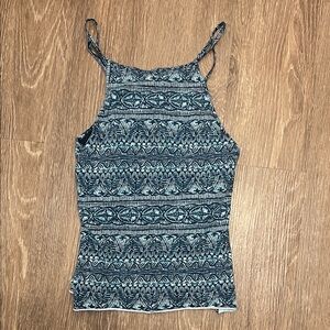 Patagonia Sleeveless High-Neck Patterned Tank Top - Blue/White